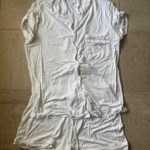 Women's White Button-Up Pajama Set